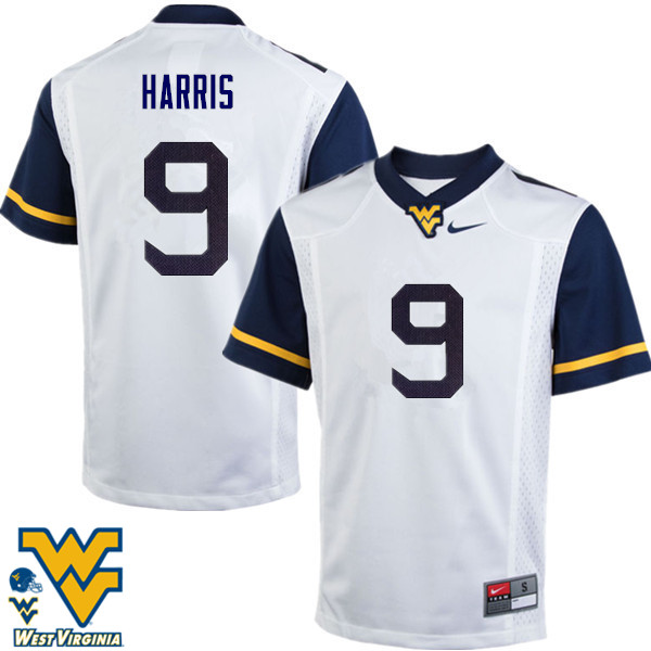 Men #9 Major Harris West Virginia Mountaineers College Football Jerseys-White - Click Image to Close
